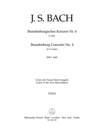 Brandenburgisches Konzert G-Dur Nr.4 BWV1049 fr Orchester Kontrabass