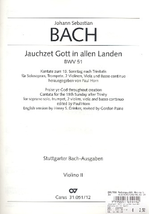 Jauchzet Gott in allen Landen Kantate Nr.51 BWV51 Violine 2