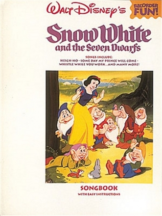 Snow white and seven dwarfs for recorder songbook with easy instructions