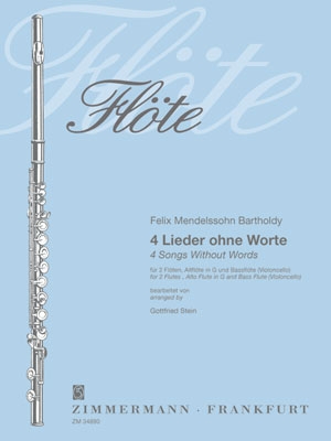 4 Lieder ohne Worte fr 2 Flten, Altflte in G und Baflte (Violoncello),   Partitur und Stimmen