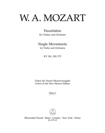 EINZELSAETZE KV261,269,373 FUER VIOLINE UND ORCHESTER HARMONIESTIMMEN