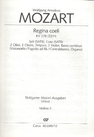 Regina coeli KV276 fr Soli (SATB), Chor und Orchester Violine 2