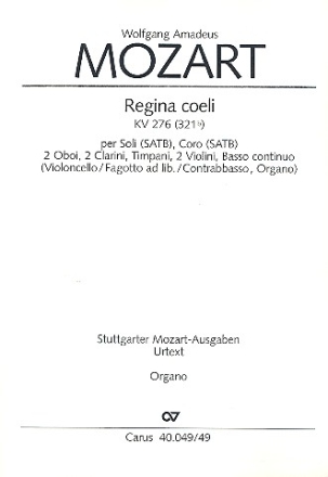 Regina coeli KV276  fr Soli (SATB), Chor und Orchester Orgel