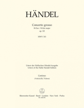 Concerto grosso B-Dur op.3,2 HWV313 fr Orchester Cello/Ba