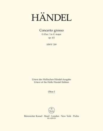 Concerto grosso G-Dur op.6,1 HWV319 fr Orchester Oboe 1