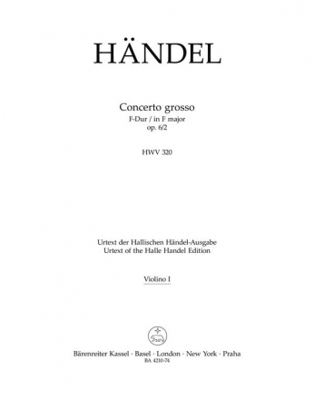 Concerto grosso F-Dur op.6,2 HWV320 fr Orchester Violine 1