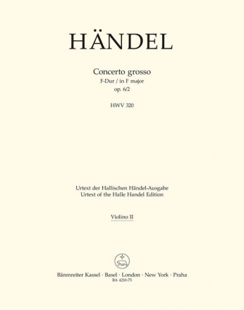 Concerto grosso F-Dur op.6,2 HWV320 fr Orchester Violine 2