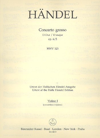 Concerto grosso D-Dur op.6,5 HWV323 fr Orchester Violine 1