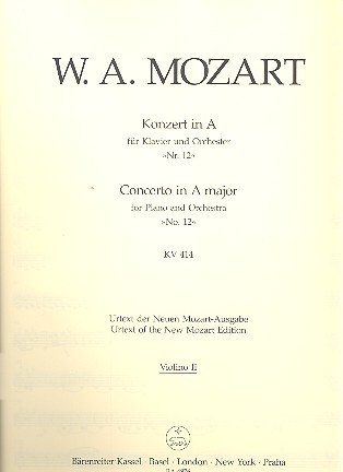 Konzert A-Dur Nr.12 KV414 fr Klavier und Orchester Violine 2