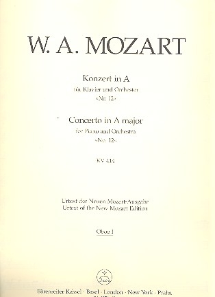 Konzert A-Dur Nr.12 KV414 fr Klavier und Orchester Harmoniestimmen