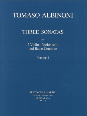 Sonate a tre op.1 Band 1 (Nr.1-3) fr fr 2 Violinen, Violoncello und Bc. Partitur und Stimmen