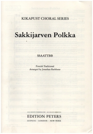 Sakkijarven Polkka for mixed chorus (SSAATTBB) a cappella Score