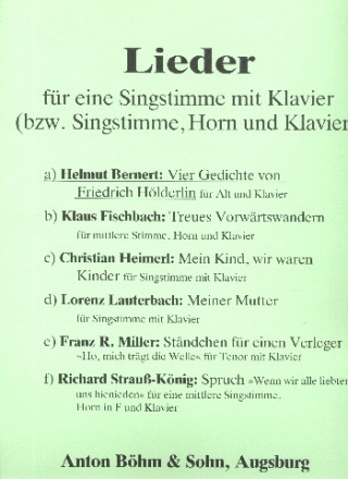 4 Lieder nach Gedichten von Friedrich Hlderlin fr Alt und Klavier