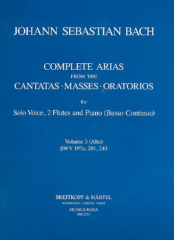 Complete Arias from the Cantatas, Masses and Oratorios vol.3 (alto) for solo voice, 2 flutes and piano (Bc)