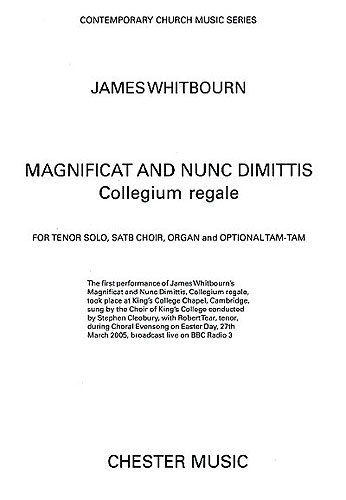 Magnificat and Nunc dimittis for Tenor, mixed chorus and organ (Tam-Tam ad lib) score