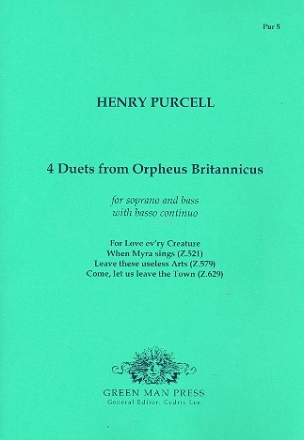 4 duets from Orpheus Britannicus for soprano, bass and bc,  parts