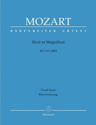 Dixit et Magnificat KV193 (KV186g) fr Soli, gem Chor und Orchester Klavierauszug