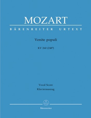 Venite populi KV260 (KV248a) fr Soli, gem Chor und Orchester Klavierauszug