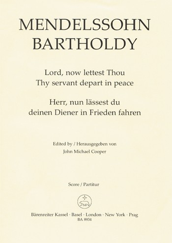 Herr nun lssest du deinen Diener in Frieden fahren fr gem Chor a cappella (englische Version mit Orgel),  Partitur (dt/en)