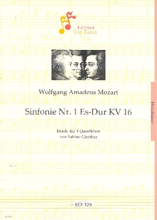 Sinfonie Es-Dur Nr.1 KV16 fr 4 Flten Partitur und Stimmen