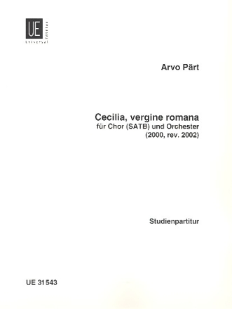 Cecilia vergine romana fr gem Chor und Orchester Studienpartitur