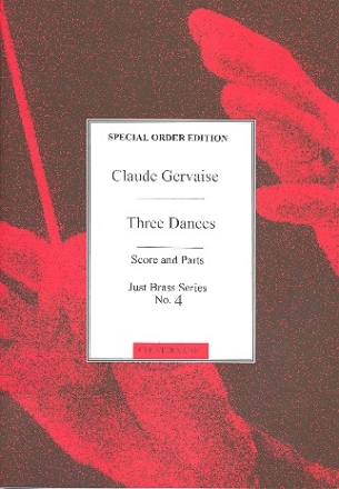 3 Dances for 2 trumpets, horn, trombone (tambourine ad lib) score and parts