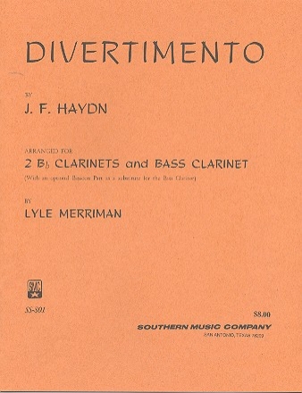 Divertimento for 2 clarinets and bass clarinet (bassoon) score and parts