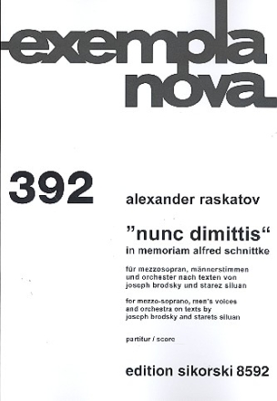 Nunc dimittis fr Mezzosopran, Mnnerchor und Orchester Studienpartitur (rus/kyr)