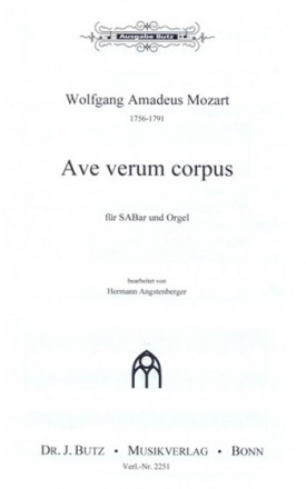 Ave verum corpus fr gem Chor (SABar) und Orgel Partitur (lat)