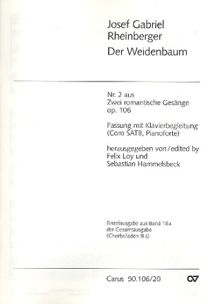 Der Weidenbaum op.106,2 fr gem Chor und klavier Partitur