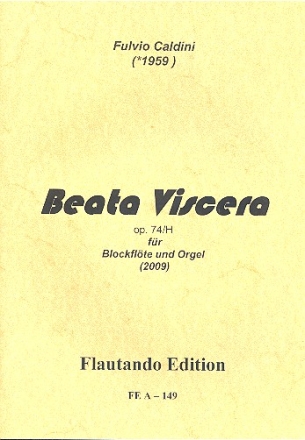 Beata Viscera op.74h 0: fr Altblockflte und Orgel