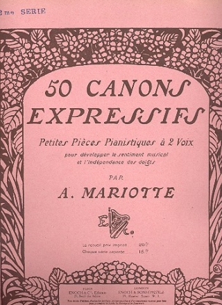 50 canons expressifs op.12 vol.2 pour piano