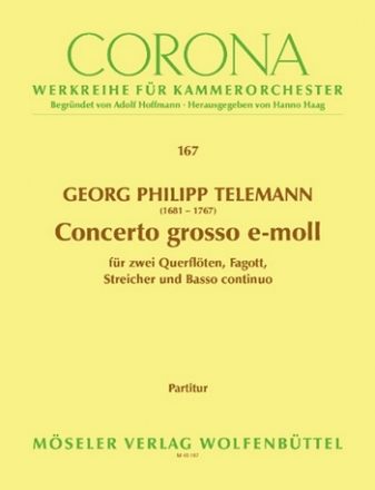 Concerto grosse e-Moll TWV52:e2 fr 2 Flten, Fagott, Streicher und Bc Partitur