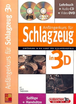 Anfngerkurs fr Schlagzeug in 3D (+CD +DVD) fr Schlagzeug  (dt)