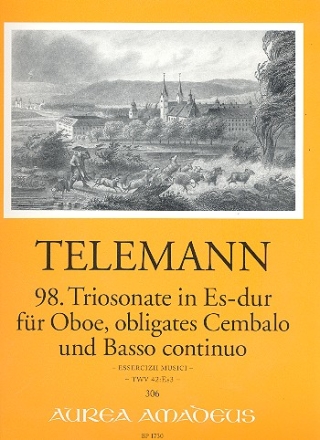 Sonate Es-Dur Nr.98 TWV42:Es3 fr Oboe, Cembalo und Bc Partitur (=Klavier) und Stimmen