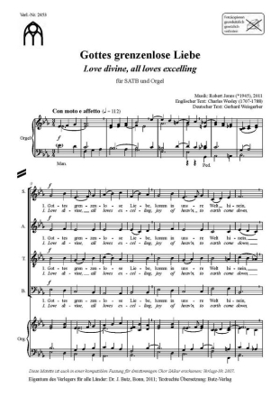 Gottes grenzenlose Liebe fr gem Chor und Orgel Partitur (dt/en)