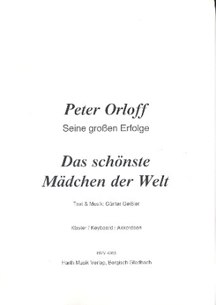 Das schnste Mdchen der Welt: Einzelausgabe Gesang und klavier