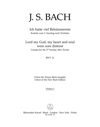 Ich hatte viel Bekmmernis Kantate Nr.21 BWV21 Violine 1