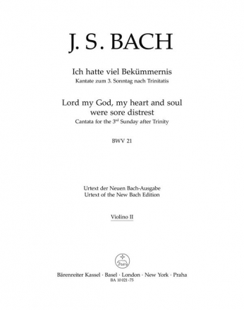 Ich hatte viel Bekmmernis Kantate Nr.21 BWV21 Violine 2