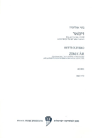 Zima'ar for soprano, 2 violins, cello, amplified harpsichord with percussion,  score