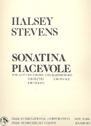 Sonatina piacevole for alto recorder and harpsichord