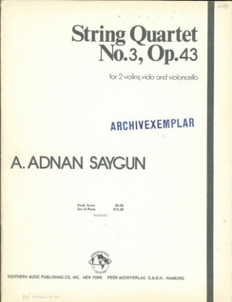 String Quartet no.3 for 2 violins, viola and violoncello parts