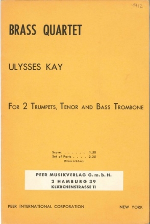 Brass Quartet for 2 trumpets, tenor and bass trombone study score