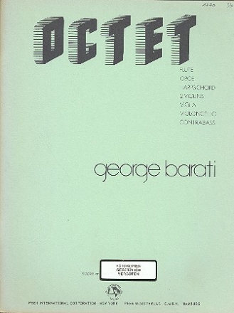 Octet for flute, oboe, harpsichord, 2 violins, viola, violoncello and double bass score and parts