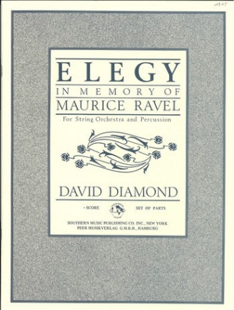 Elegy in memory of Amurice Ravel for 4 horns, 3 trumpets, trombone, tumpani, percussion and 2 harps,  score