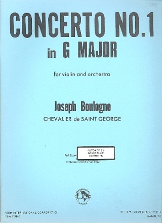 Concerto G major no.1 op.2 for violin and orchestra score