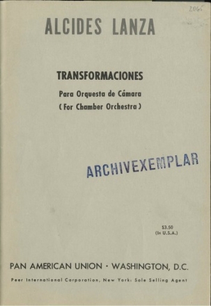 Transformaciones fr Kammerorchester Partitur