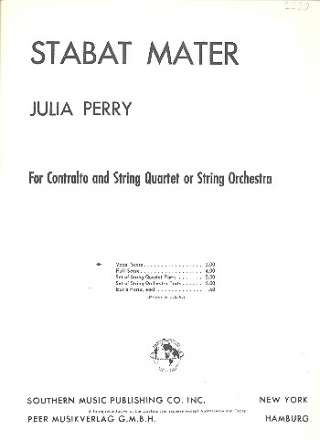 Stabat Mater fr Gesang und Streichquartett/Streichorchester Klavierauszug