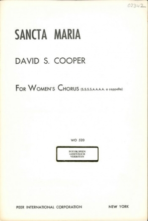 Sancta Maria for female chorus a cappella score