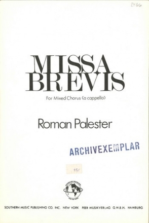 Missa brevis for mixed chorus a cappella score